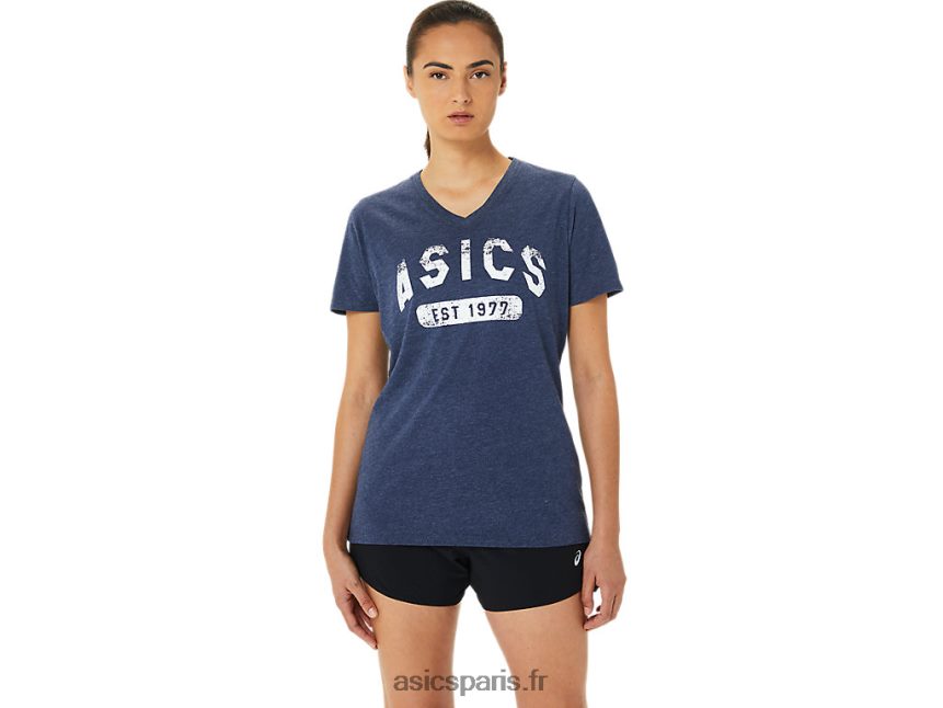 femmes Asics t-shirt à col en v est 1977 à manches courtes BXL8B23202 bruyère caban