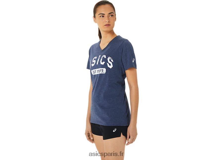 femmes Asics t-shirt à col en v est 1977 à manches courtes BXL8B23202 bruyère caban