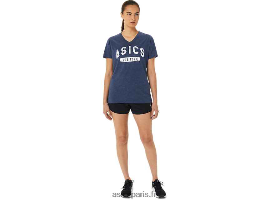 femmes Asics t-shirt à col en v est 1977 à manches courtes BXL8B23202 bruyère caban