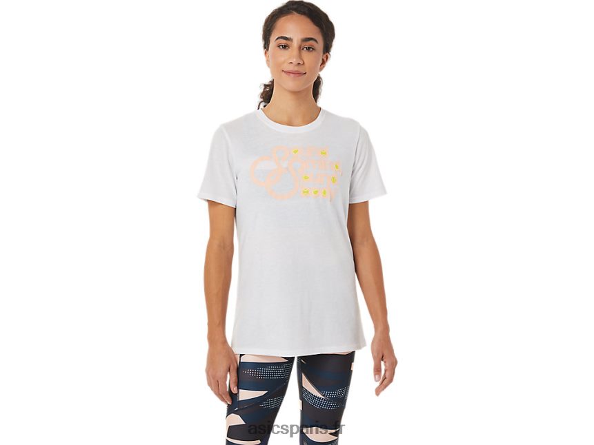 femmes Asics t-shirt graphique BXL8B23574 blanc brillant