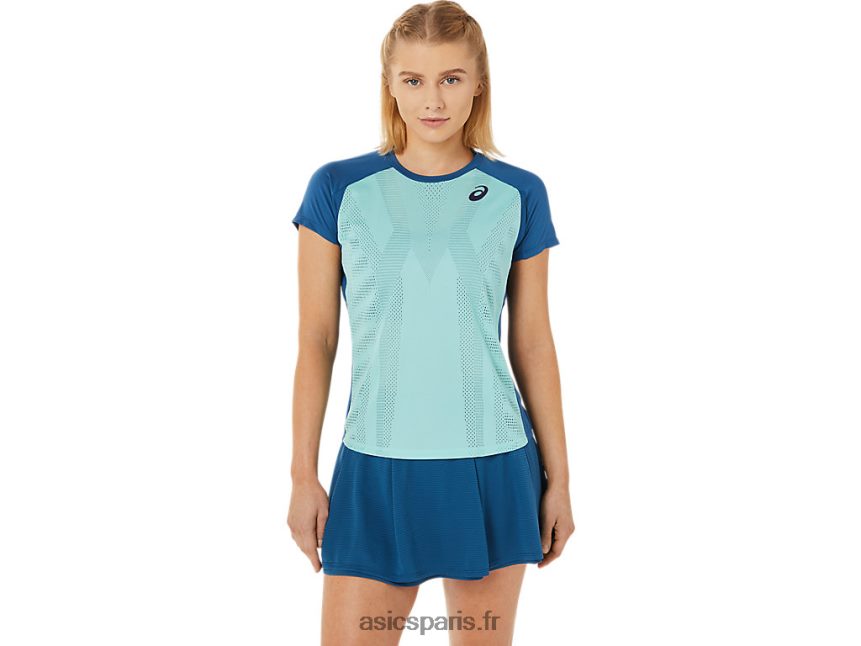 femmes Asics t-shirt graphique à manches courtes BXL8B23526 vert oasis/indigo clair