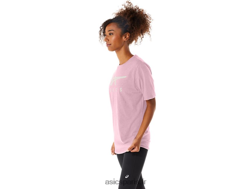 femmes Asics t-shirt rayé à manches courtes BXL8B273 sel rose
