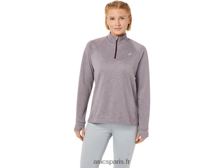 femmes Asics thermopolis 1/4 zip BXL8B23647 bruyère mars profonde