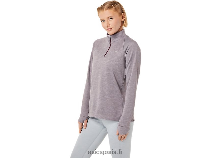 femmes Asics thermopolis 1/4 zip BXL8B23647 bruyère mars profonde