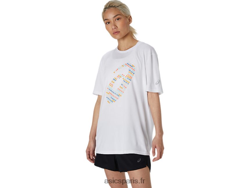 femmes Asics top à logo imprimé BXL8B21758 blanc brillant
