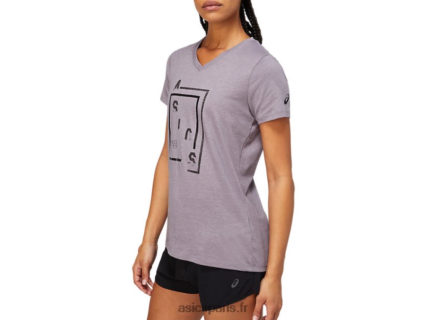 femmes Asics xg manches courtes col v BXL8B24156 lavande/gris