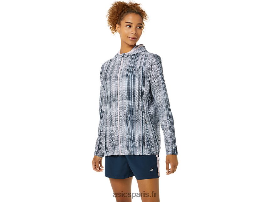 femmes Asics veste graphique ready-set BXL8B23480 imprimé bleu français/rose pâle