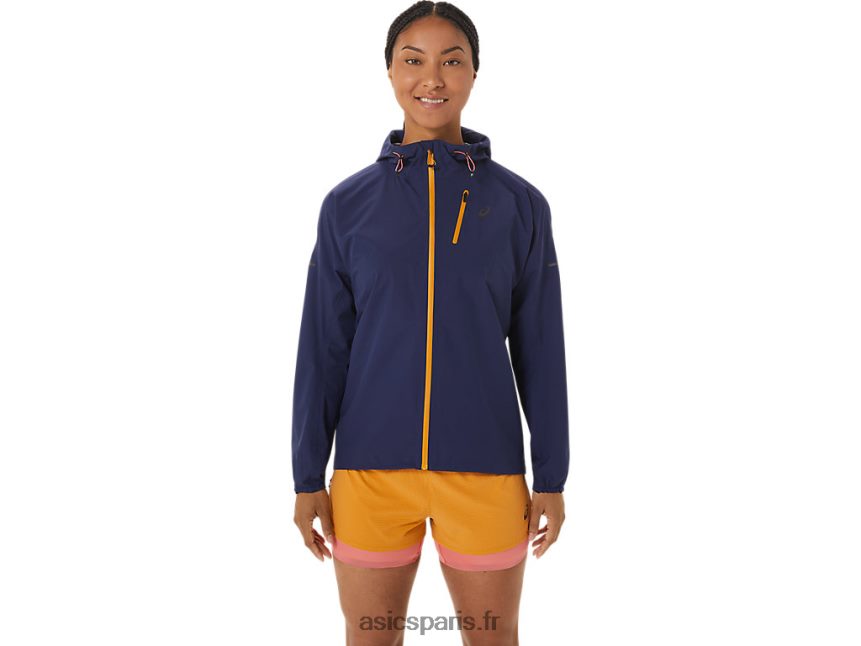 femmes Asics veste imperméable fujitrail BXL8B22535 bleu indigo/tempête de sable