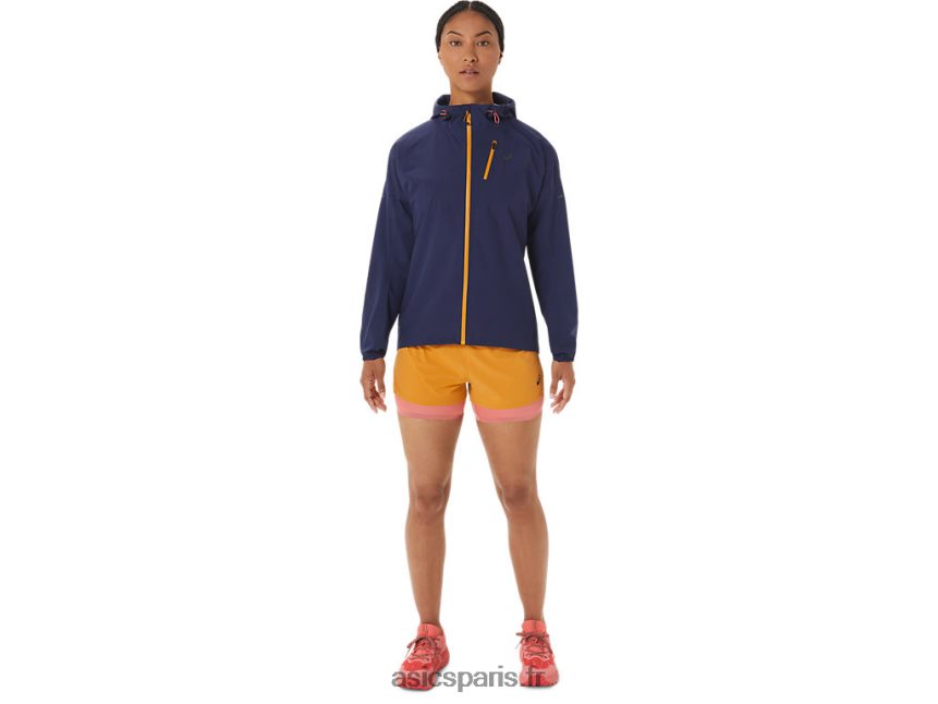 femmes Asics veste imperméable fujitrail BXL8B22535 bleu indigo/tempête de sable