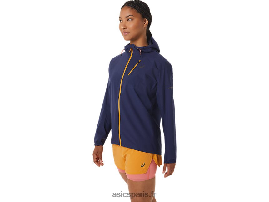 femmes Asics veste imperméable fujitrail BXL8B22535 bleu indigo/tempête de sable