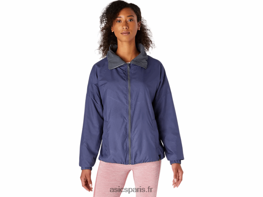 femmes Asics veste réversible BXL8B23670 bleu tonnerre/gris transporteur