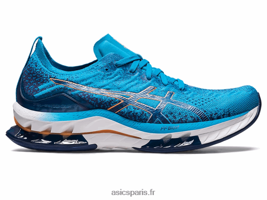 Hommes Asics explosion de gel-kinsei BXL8B2511 bleu des îles/pêche soleil