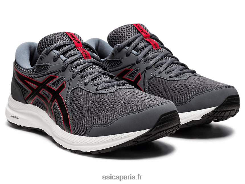 Hommes Asics gel-content 7 extra large BXL8B21953 gris porteur/rouge classique