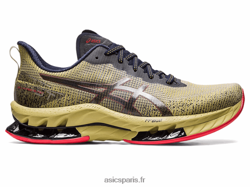 Hommes Asics gel-kinsei souffle le 2 BXL8B2498 huile d'olive/rouge électrique
