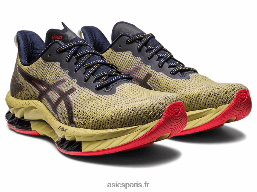 Hommes Asics gel-kinsei souffle le 2 BXL8B2498 huile d\'olive/rouge électrique