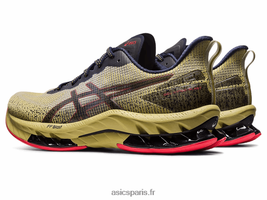 Hommes Asics gel-kinsei souffle le 2 BXL8B2498 huile d\'olive/rouge électrique