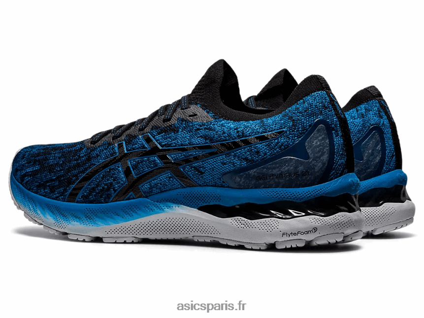 Hommes Asics gel-nimbus 23 tricot BXL8B21895 reborn bleu/noir