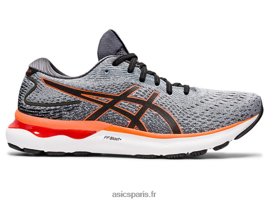 Hommes Asics gel-nimbus 24 de large BXL8B21469 plaque de roche/orange choquante