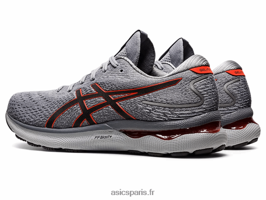 Hommes Asics gel-nimbus 24 de large BXL8B2874 feuille de roche/tomate cerise