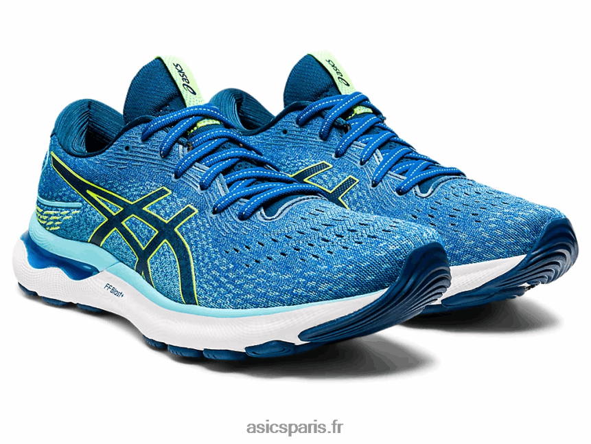Hommes Asics gel-nimbus 24 extra large BXL8B21521 route du lac/vert de danger