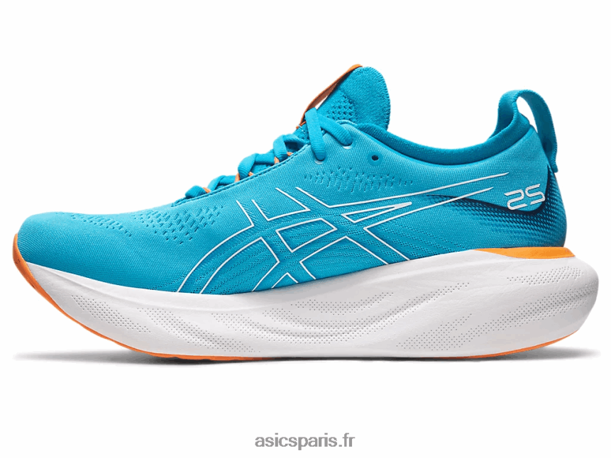 Hommes Asics gel-nimbus 25 de large BXL8B2341 bleu des îles/pêche soleil