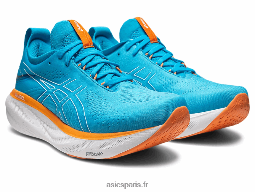 Hommes Asics gel-nimbus 25 extra large BXL8B2191 bleu des îles/pêche soleil