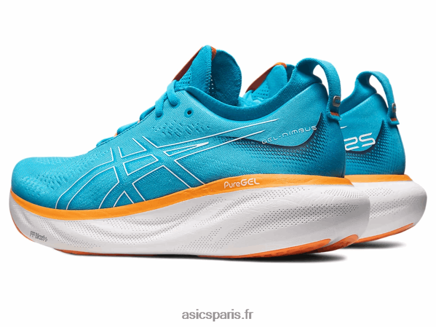 Hommes Asics gel-nimbus 25 extra large BXL8B2191 bleu des îles/pêche soleil