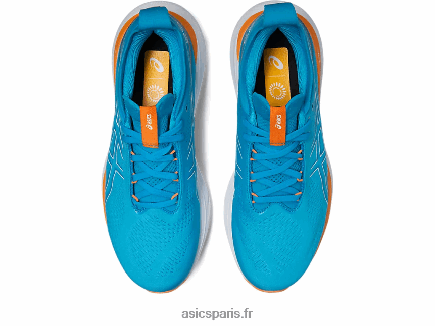 Hommes Asics gel-nimbus 25 extra large BXL8B2191 bleu des îles/pêche soleil