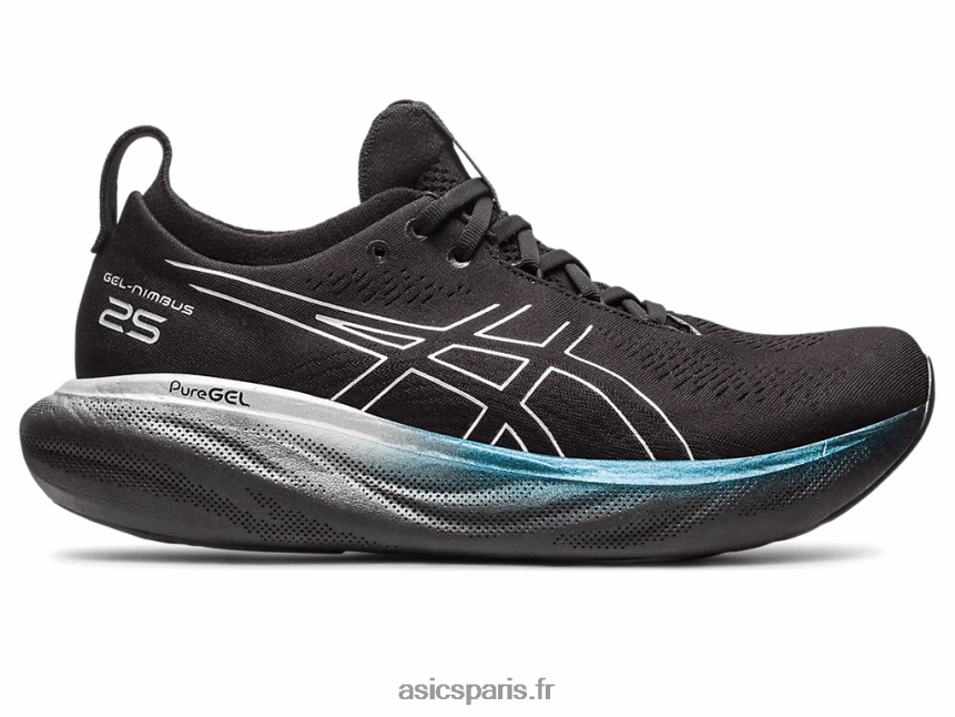 Hommes Asics gel-nimbus 25 platine BXL8B2342 noir/argent pur