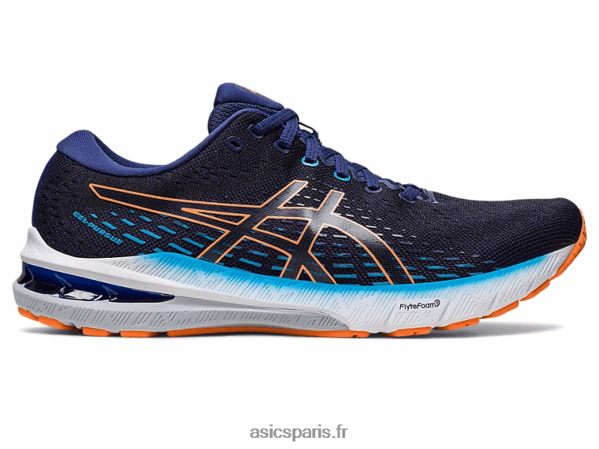 Hommes Asics gel-poursuite 8 de large BXL8B2386 bleu indigo/pêche soleil