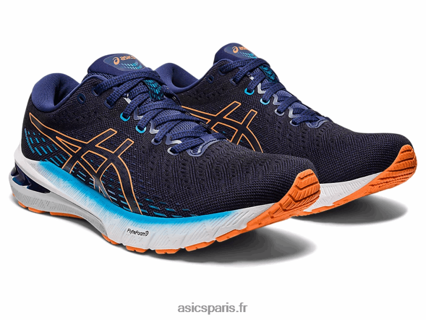 Hommes Asics gel-poursuite 8 de large BXL8B2386 bleu indigo/pêche soleil