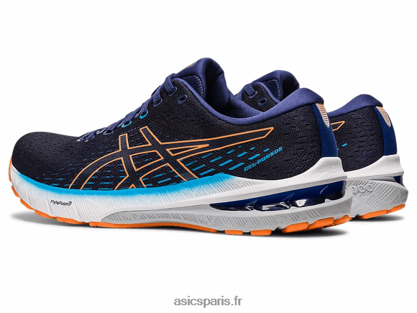 Hommes Asics gel-poursuite 8 de large BXL8B2386 bleu indigo/pêche soleil