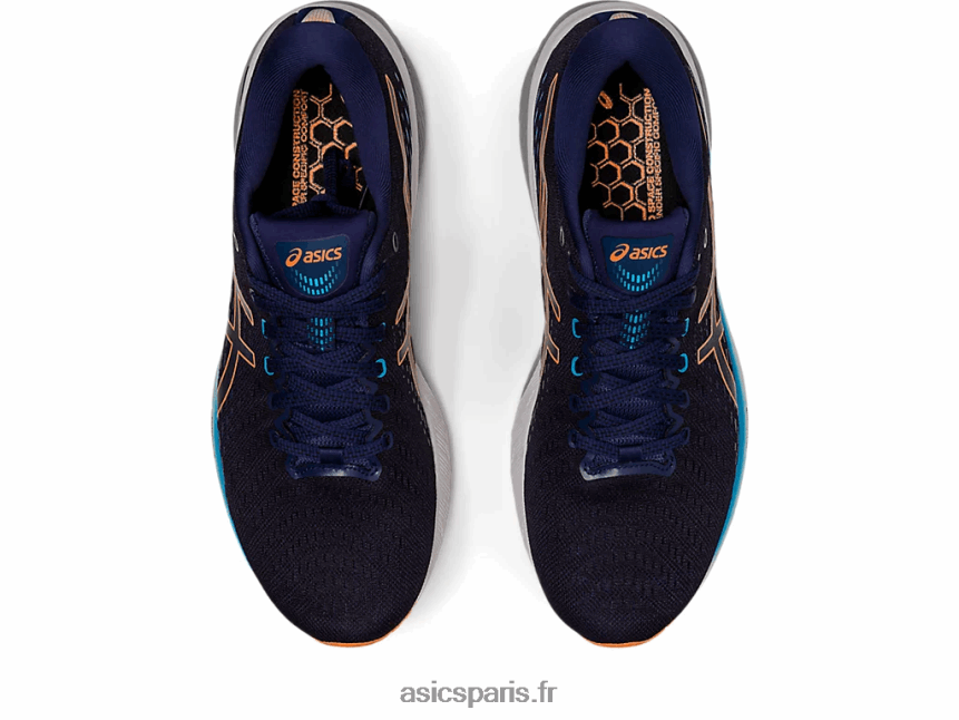 Hommes Asics gel-poursuite 8 de large BXL8B2386 bleu indigo/pêche soleil