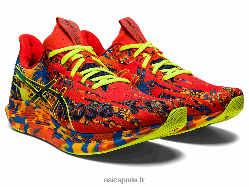 Hommes Asics noosa tri 14 BXL8B21155 tomate cerise/jaune de sécurité