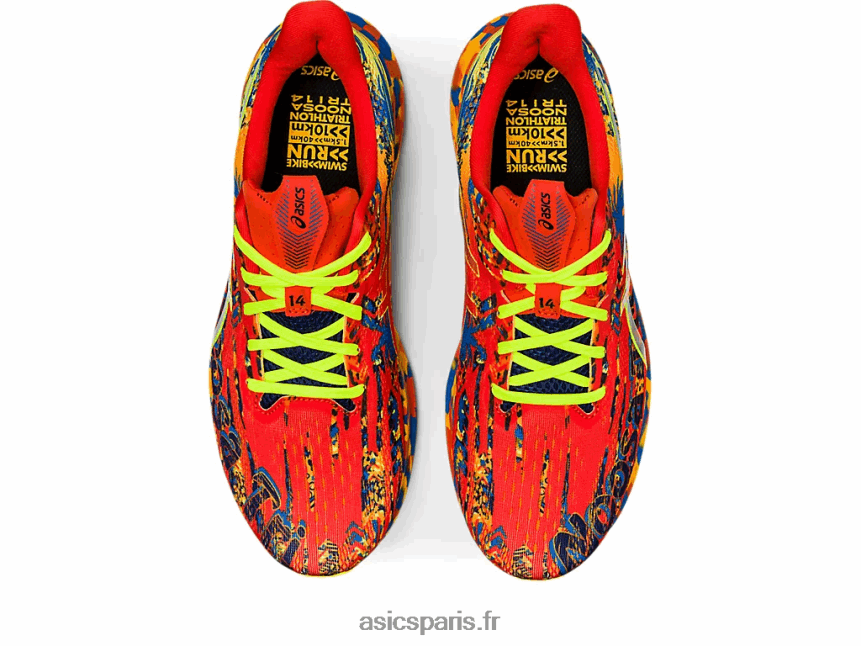 Hommes Asics noosa tri 14 BXL8B21155 tomate cerise/jaune de sécurité