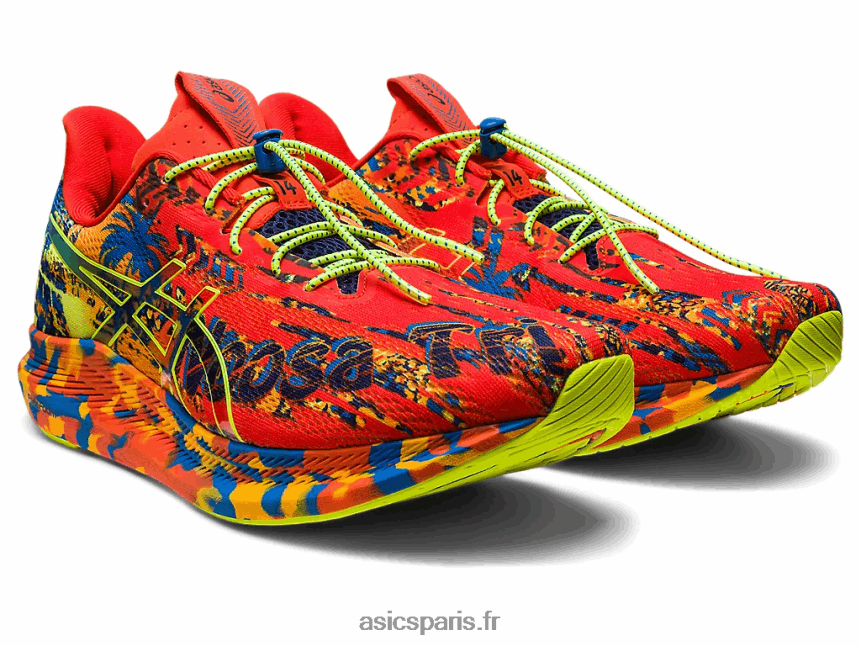 Hommes Asics noosa tri 14 BXL8B21155 tomate cerise/jaune de sécurité
