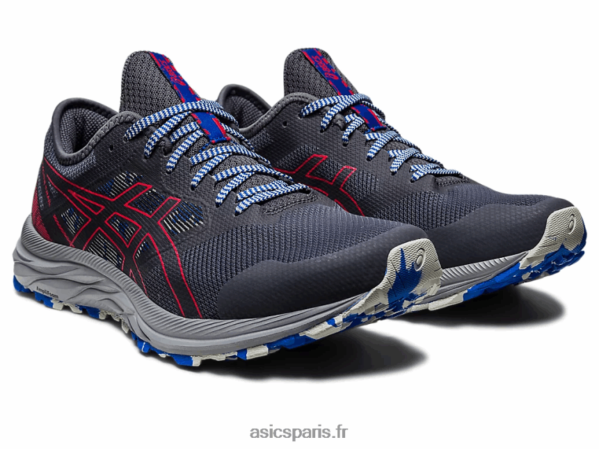 Hommes Asics piste de gel-exciter BXL8B2357 gris porteur/rouge électrique