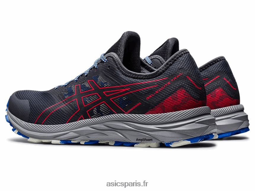 Hommes Asics piste de gel-exciter BXL8B2357 gris porteur/rouge électrique