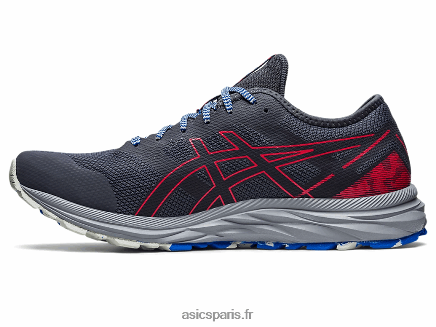 Hommes Asics piste de gel-exciter BXL8B2357 gris porteur/rouge électrique