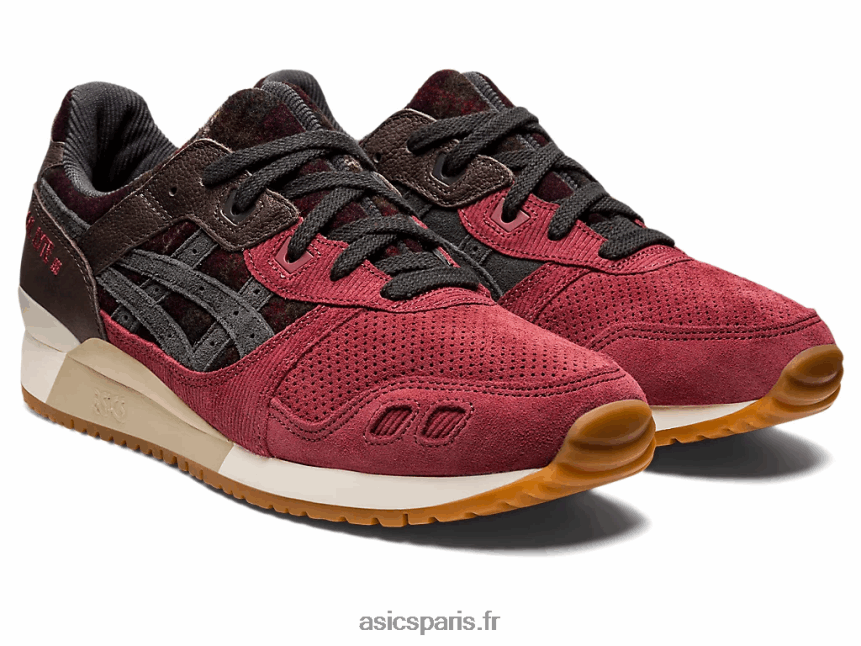Hommes Asics gel-lyte iii og BXL8B2747 poitrine rouge/gris obsidienne