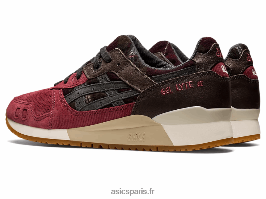 Hommes Asics gel-lyte iii og BXL8B2747 poitrine rouge/gris obsidienne