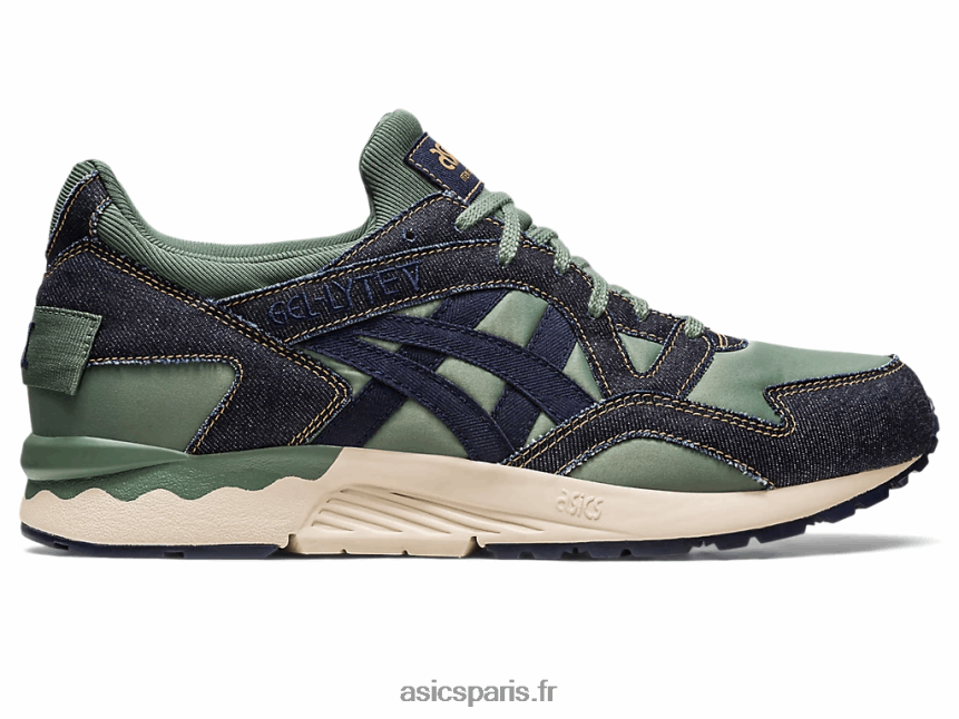 Hommes Asics gel-lyte v patchwork moderne BXL8B2240 minuit/lierre