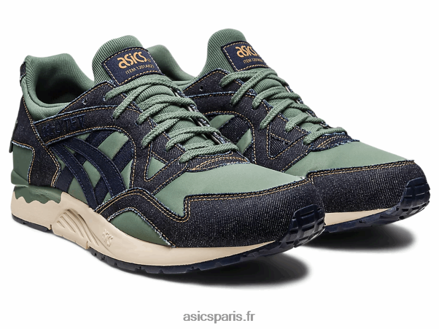 Hommes Asics gel-lyte v patchwork moderne BXL8B2240 minuit/lierre