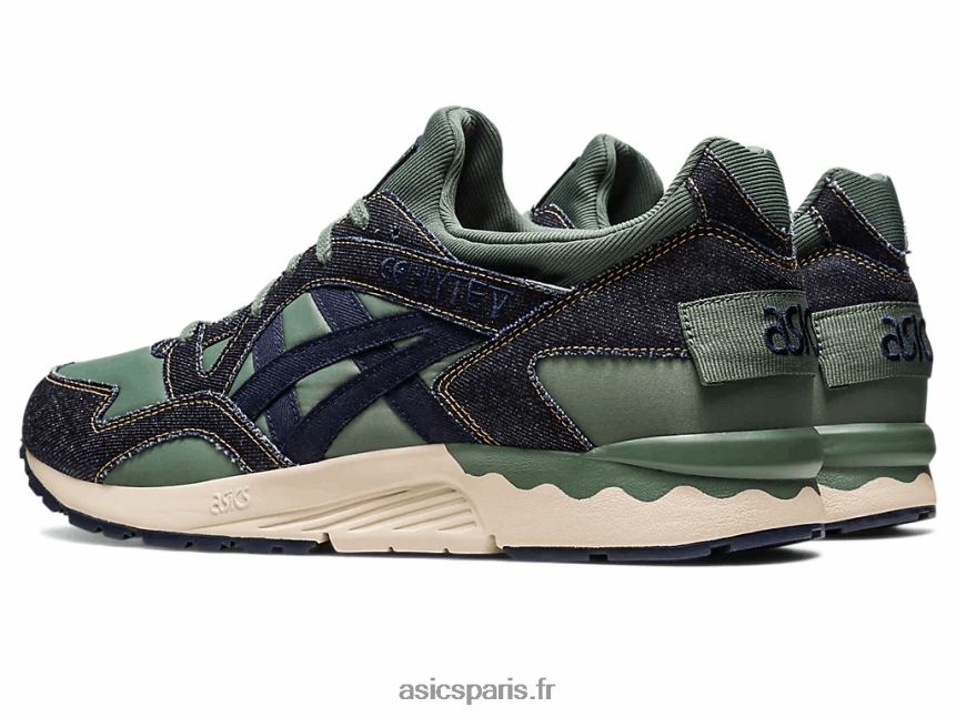 Hommes Asics gel-lyte v patchwork moderne BXL8B2240 minuit/lierre