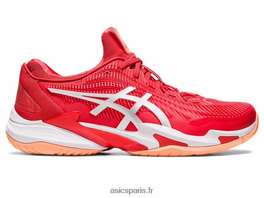 Hommes Asics court ff 3 novak BXL8B263 rouge feu/blanc