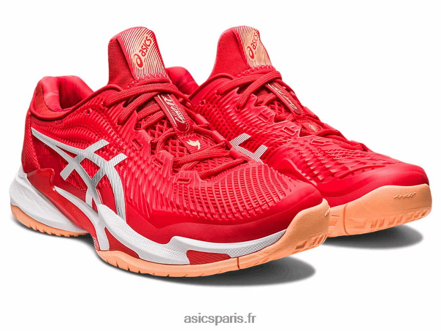 Hommes Asics court ff 3 novak BXL8B263 rouge feu/blanc