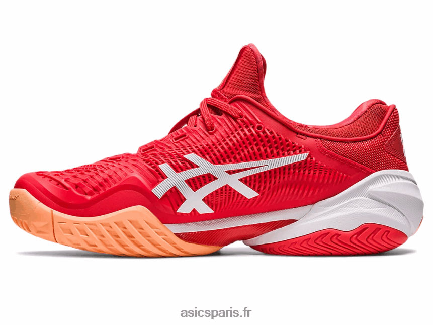 Hommes Asics court ff 3 novak BXL8B263 rouge feu/blanc