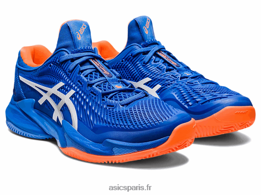 Hommes Asics court ff 3 novak terre battue BXL8B2568 bleu thon/blanc