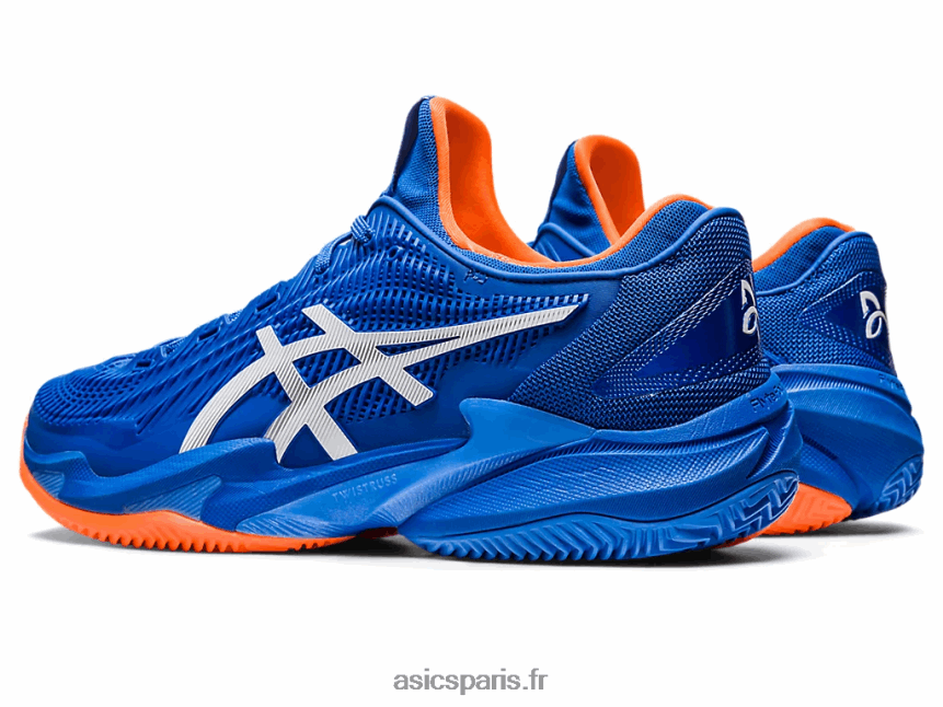 Hommes Asics court ff 3 novak terre battue BXL8B2568 bleu thon/blanc