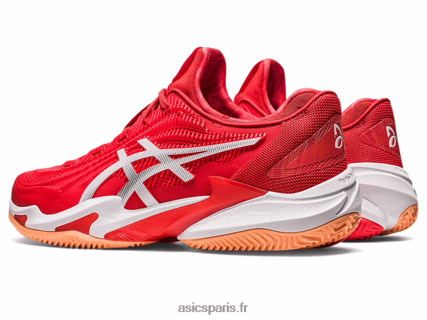 Hommes Asics court ff 3 novak terre battue BXL8B274 rouge feu/blanc